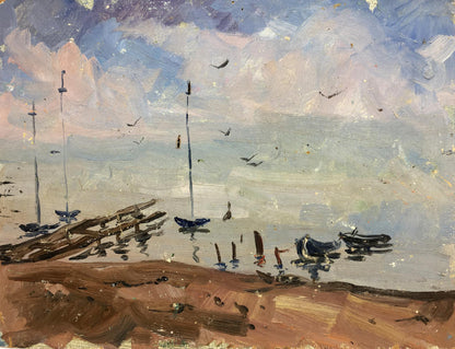 Textured impressionist oil painting Port Puzyrkov by Viktor Grigor’yevich
