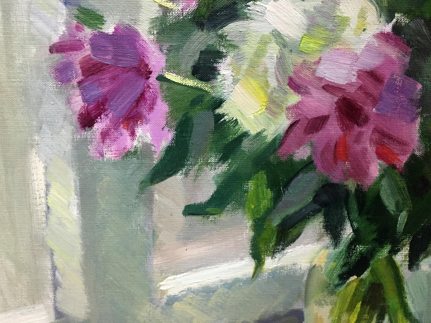 Vibrant oil painting of pink peonies by Kryzhanivskyi Viktor Vladimirovich