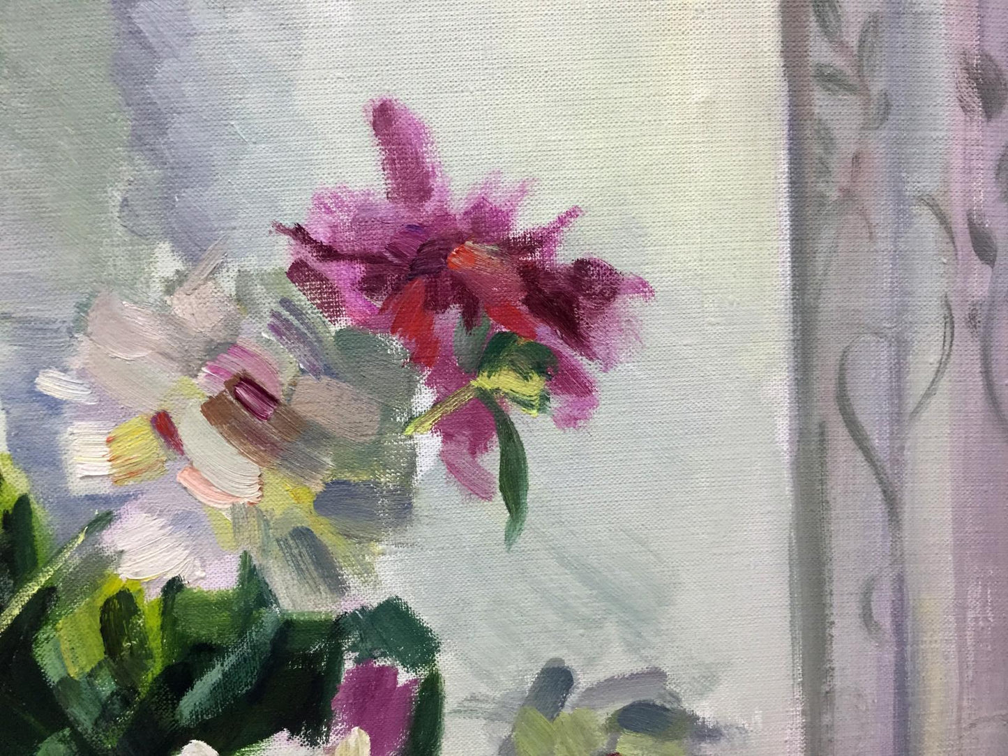 Vibrant purple peony oil painting by Kryzhanivskyi Viktor Vladimirovich