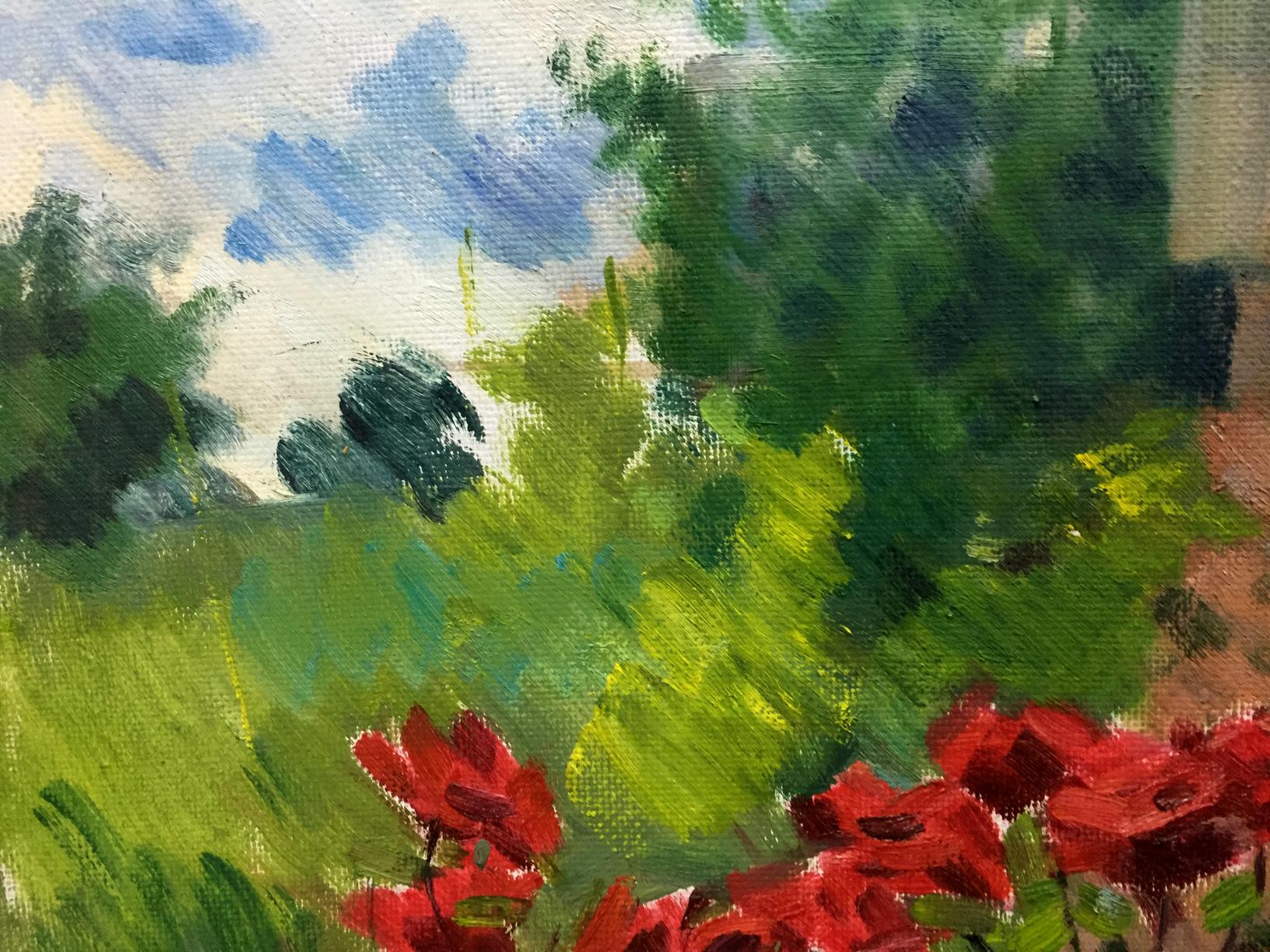 Vibrant red poppies in lush green field oil painting by Kryzhanivskyi Viktor Vladimirovich