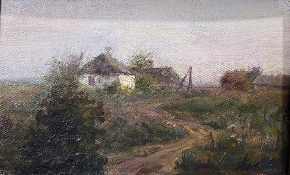 Oil painting Way home by Levchenko Potr Alekseyevich, impressionistic rural landscape