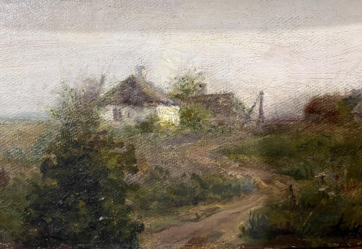 Oil painting Way Home by Levchenko Potr Alekseyevich misty rural landscape