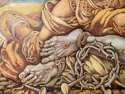 Crown of thorns on bound hands and feet, Passion of Christ oil painting by Litvinov Oleg Arkad’yevich