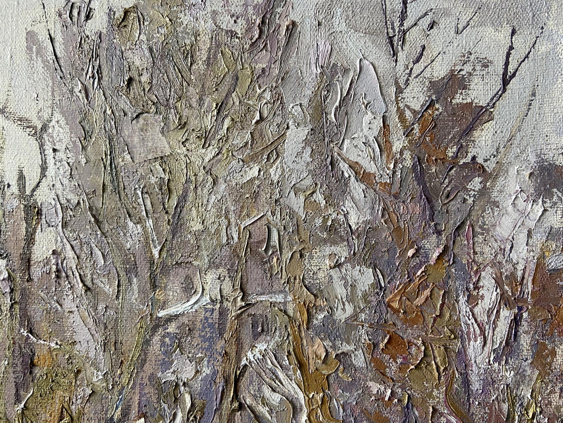 Abstract impasto oil painting The first snow fell by Gaponchenko Ivan Ivanovich