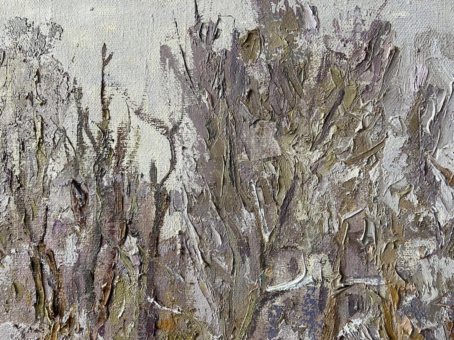 Textured impasto oil painting The first snow fell by Gaponchenko Ivan Ivanovich