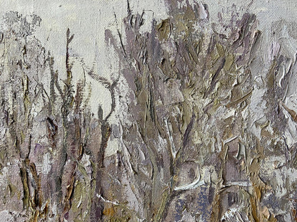 Textured impasto oil painting The first snow fell by Gaponchenko Ivan Ivanovich