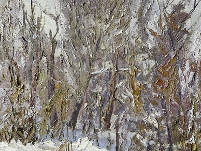 Textured impasto oil painting The first snow fell by Gaponchenko Ivan Ivanovich