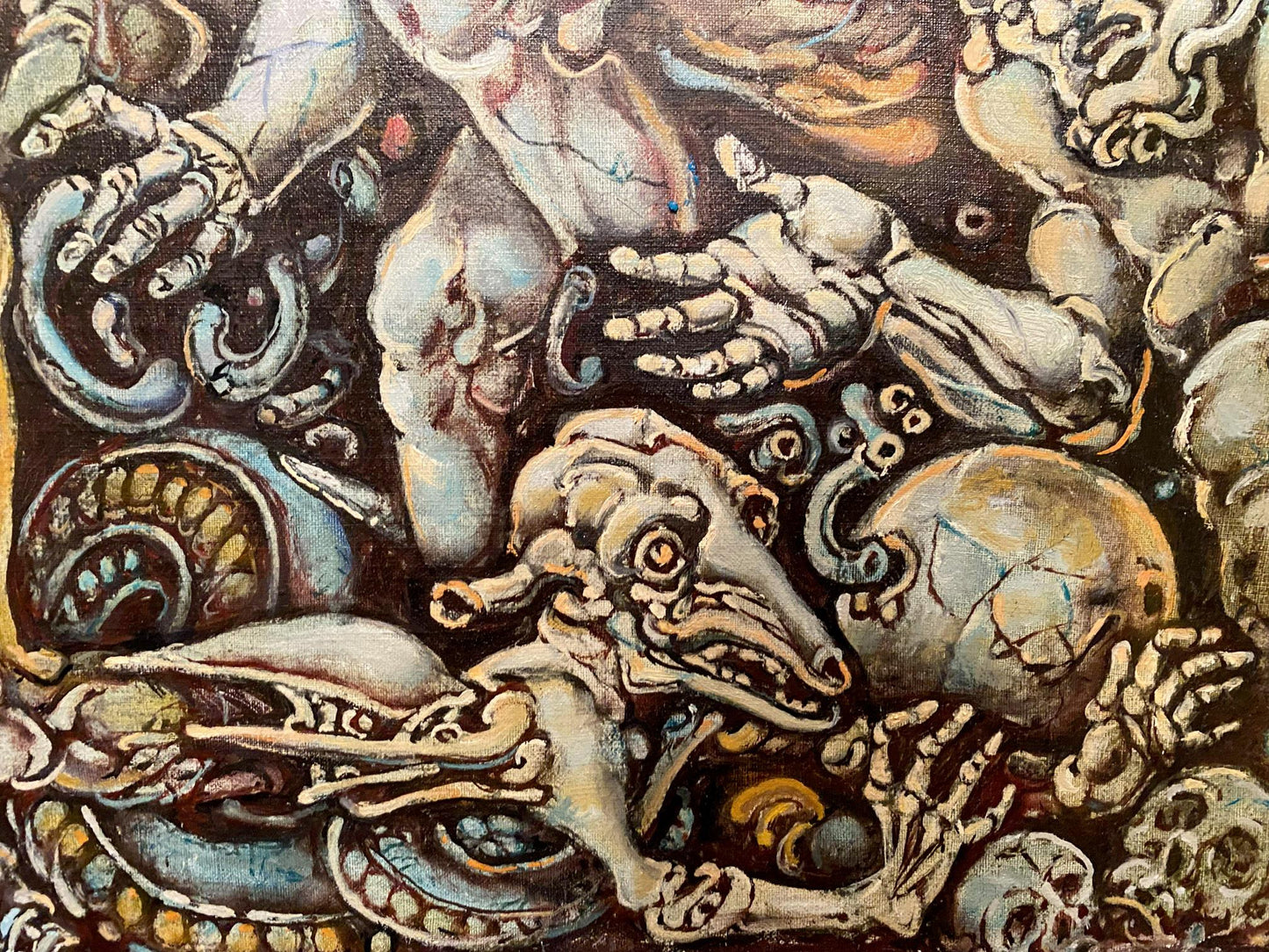 Surreal skeletal creature oil painting by Litvinov Oleg Arkadyevich