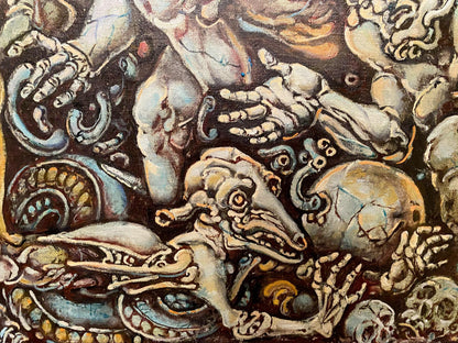 Surreal skeletal creature oil painting by Litvinov Oleg Arkadyevich