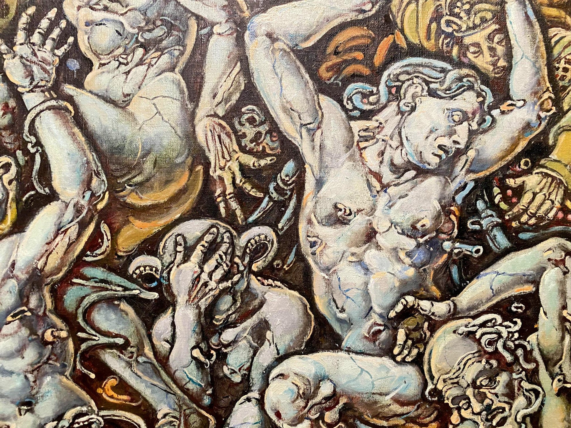 Surreal oil painting of muscular Michael the Archangel by Litvinov Oleg Arkad’yevich