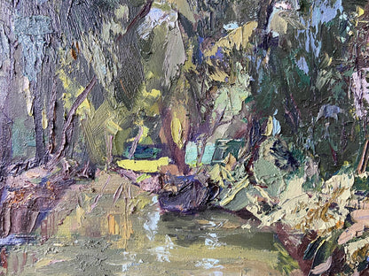Impasto oil painting Vilkovo by Gaponchenko Ivan Ivanovich, forest stream
