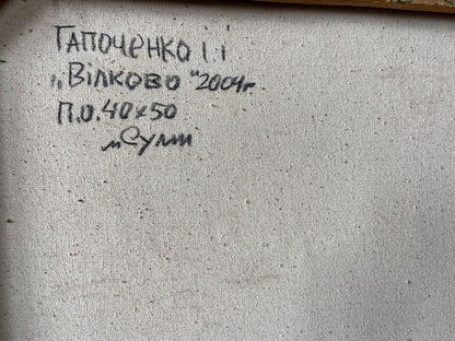 Back of oil painting Vilkovo by Gaponchenko Ivan Ivanovich, Tapychenko 2004 40x50