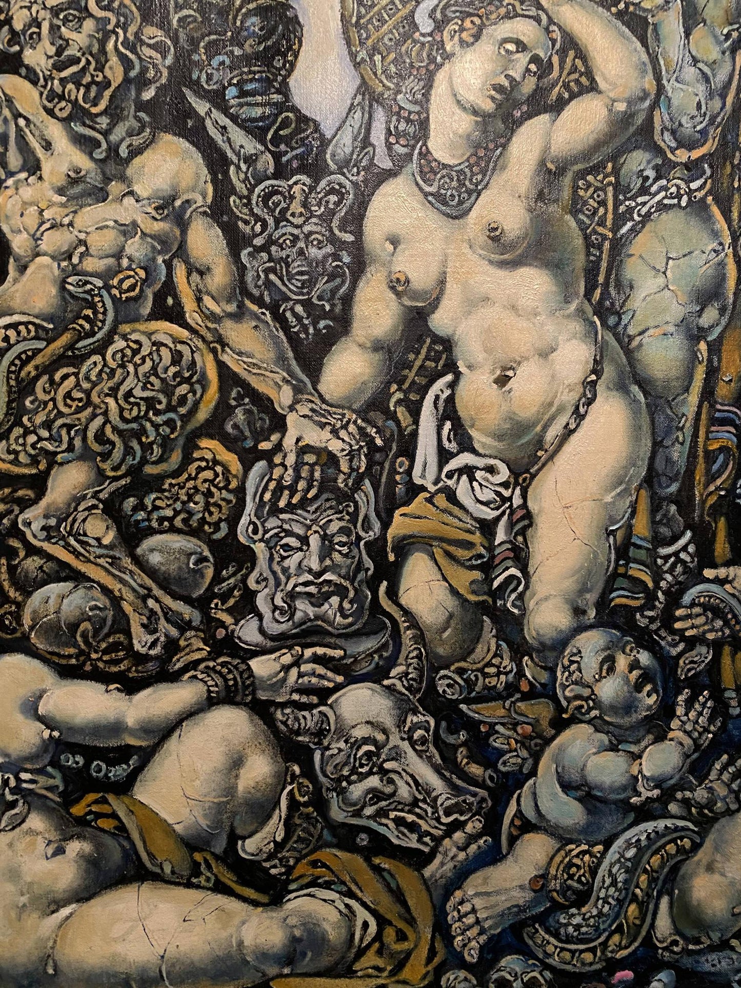 Oil painting of King Oedipus and nude Sphinx by Litvinov Oleg Arkad’yevich