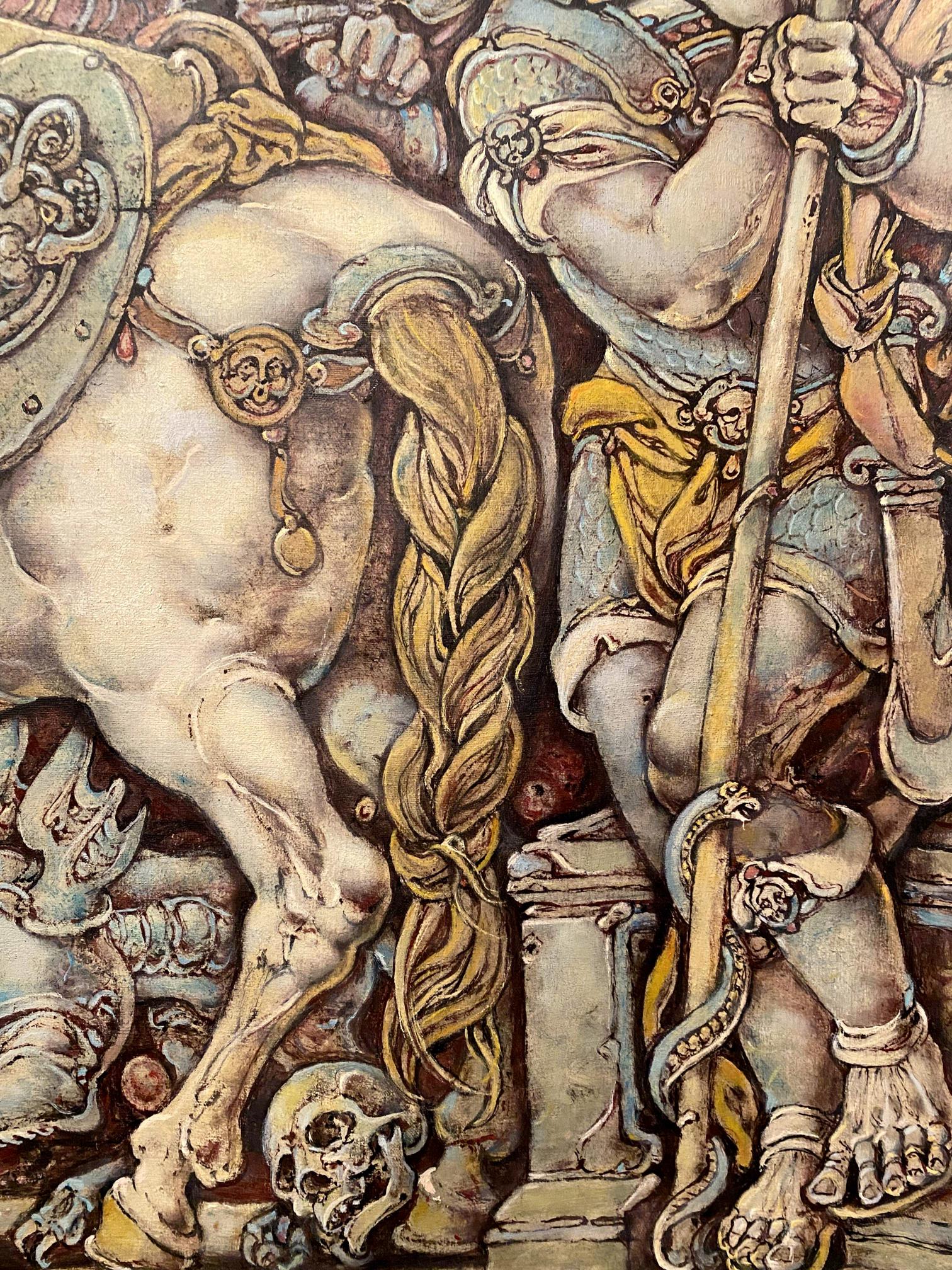 Muscular warrior in ornate armor from Passion of Christ oil painting by Litvinov