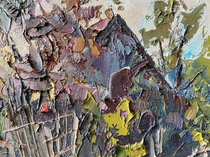 Impasto oil painting of abandoned village by Gaponchenko Ivan Ivanovich