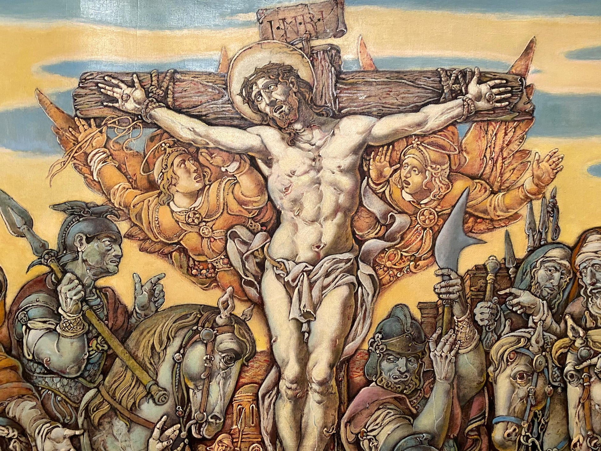 Oil painting Passion of Christ by Litvinov Oleg Arkad’yevich, Calvary crucifixion scene