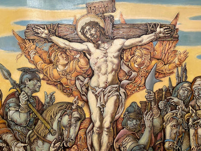 Oil painting Passion of Christ by Litvinov Oleg Arkad’yevich, Calvary crucifixion scene