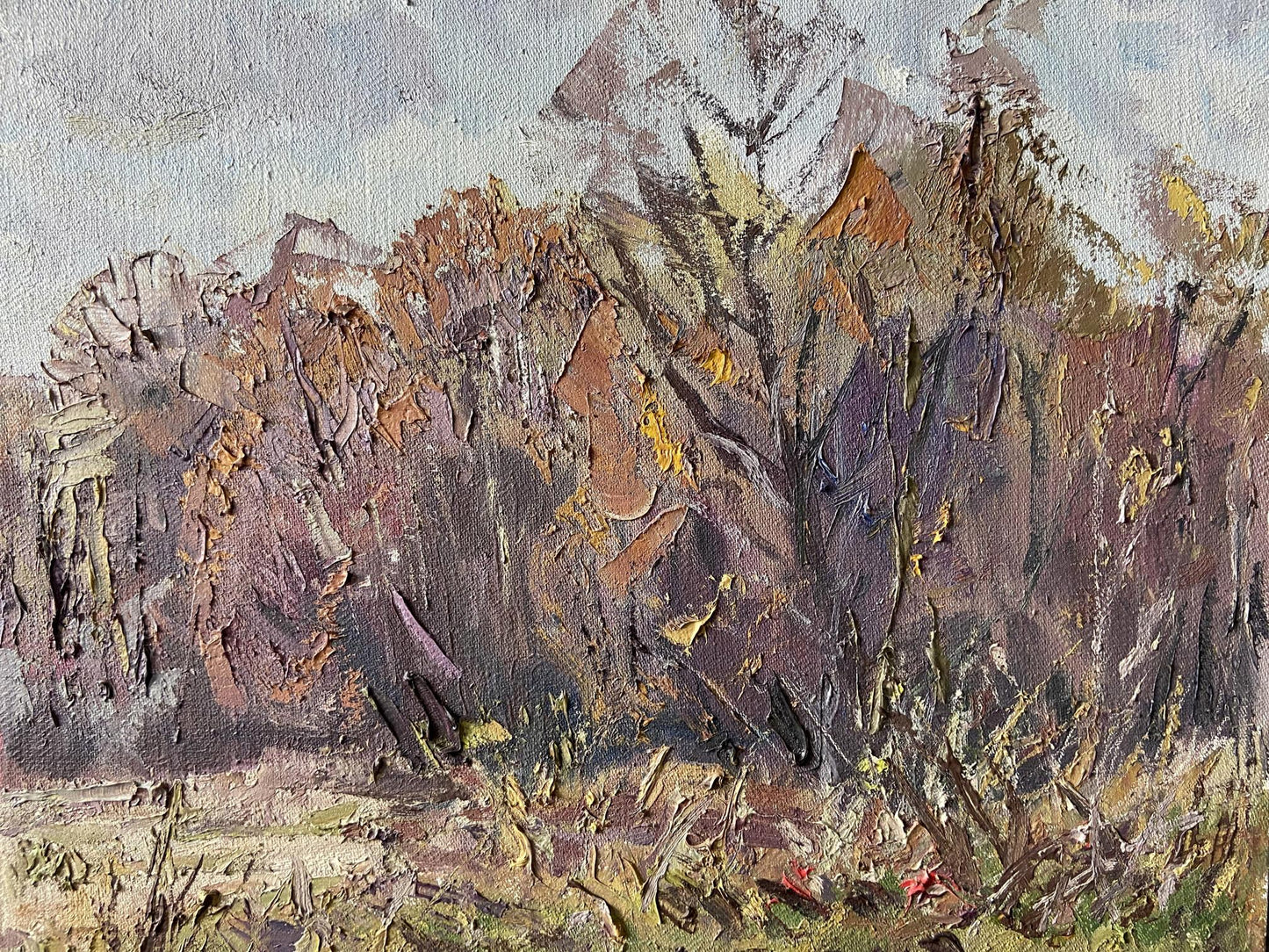 Oil painting Deep Autumn by Gaponchenko Ivan Ivanovich, textured autumn trees
