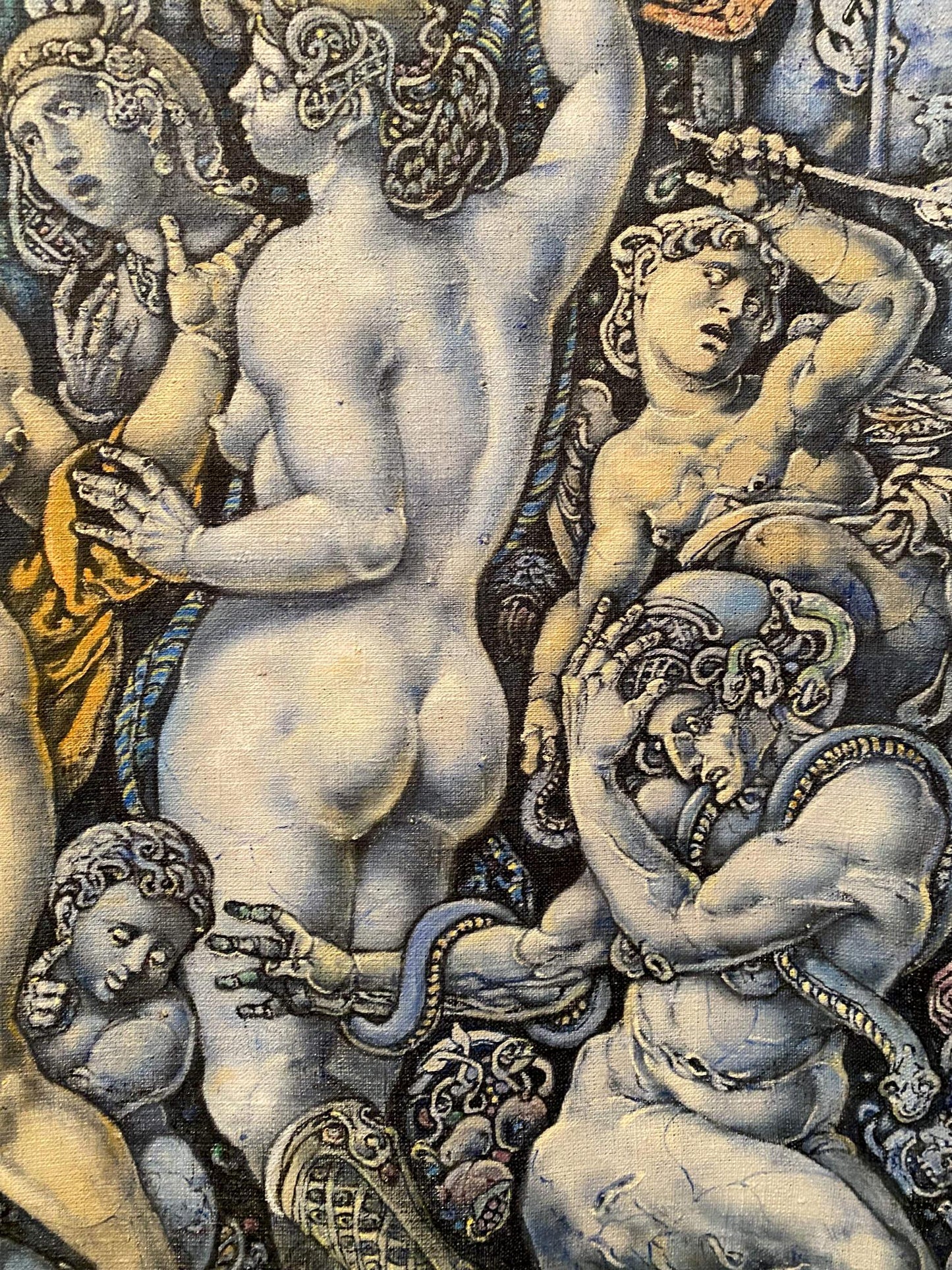 Oil painting Orpheus and Eurydice by Oleg Litvinov with nude figure