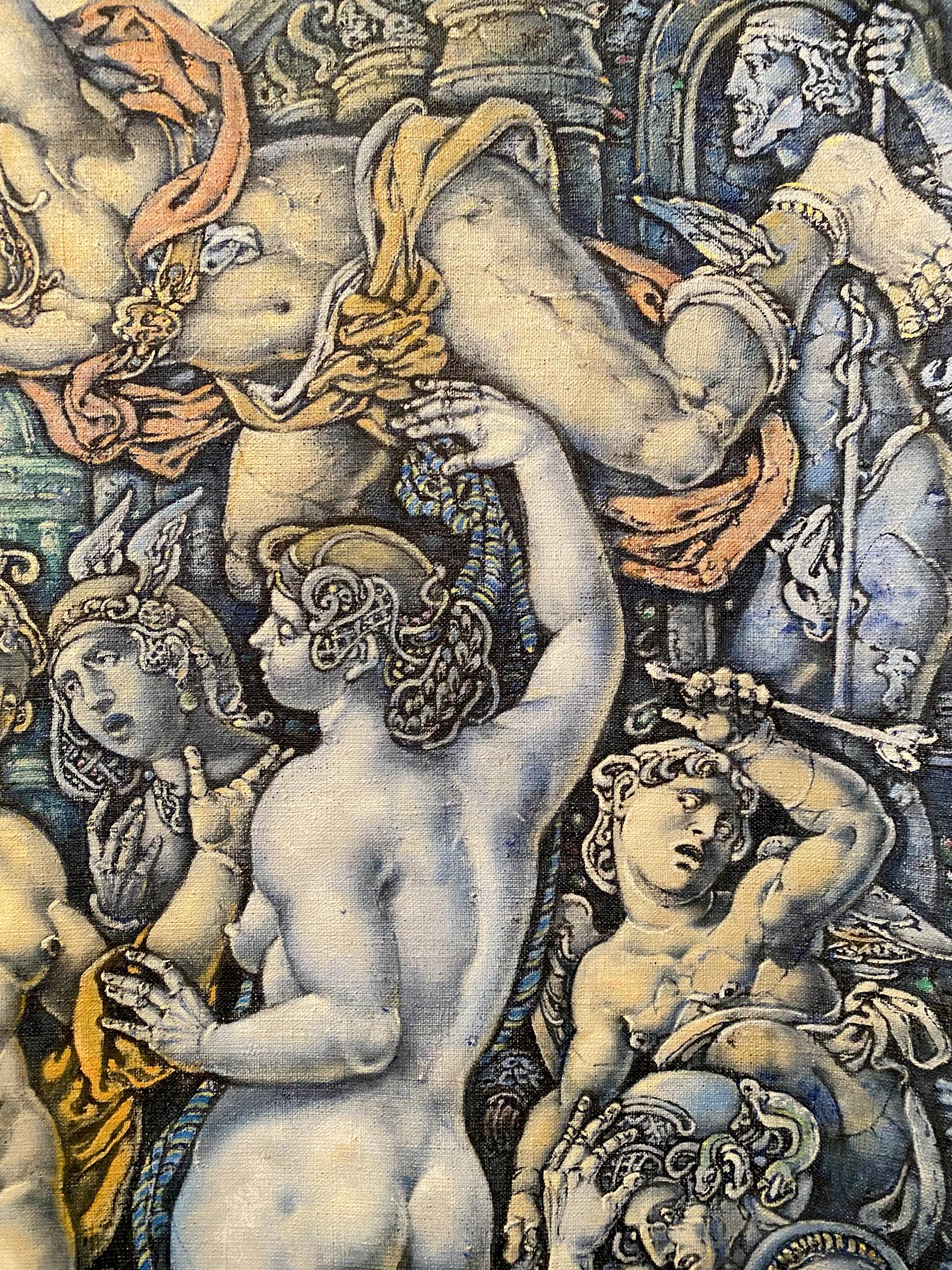 Oil painting of Orpheus and Eurydice by Oleg Litvinov tapestry style