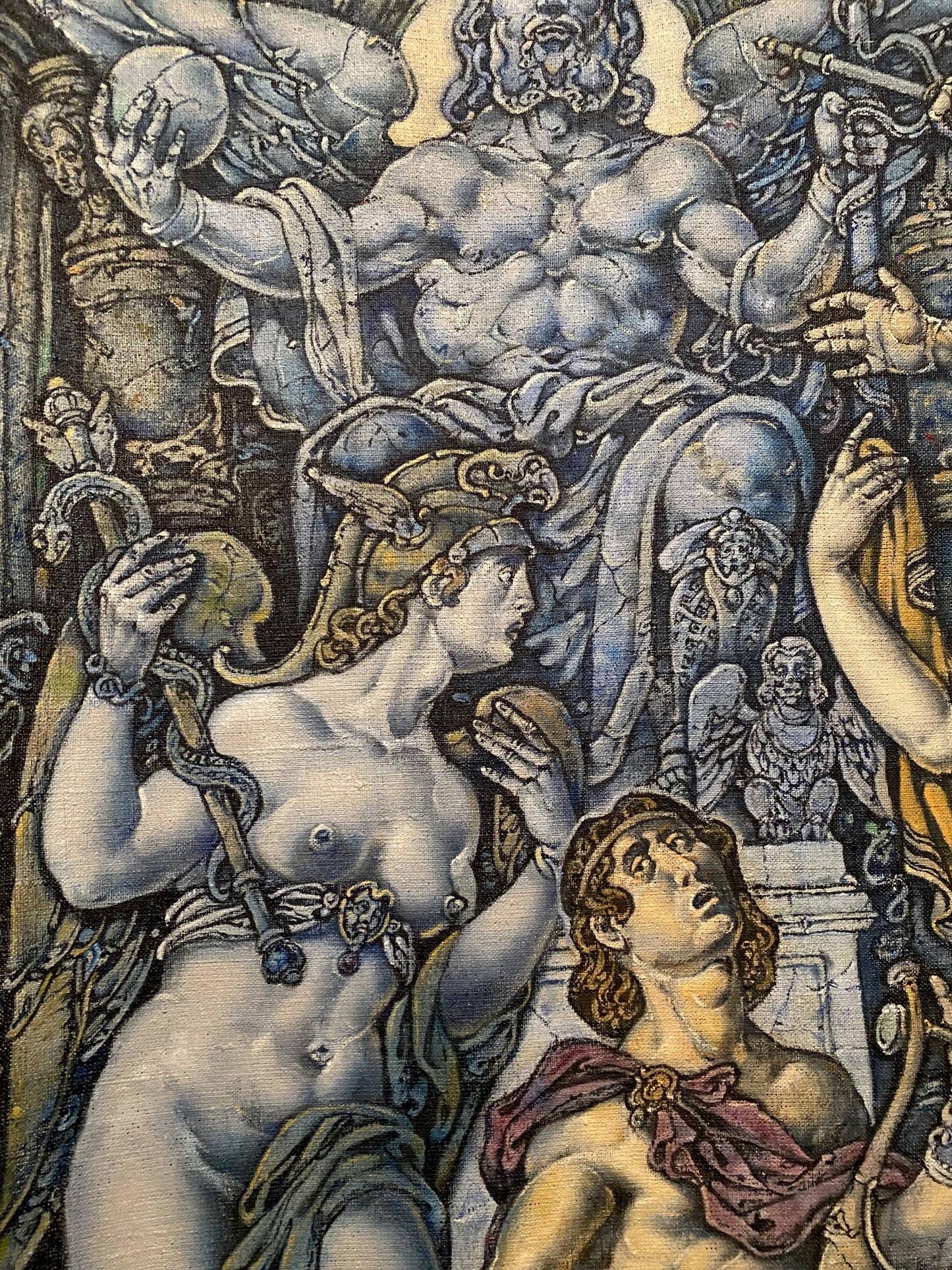 Oil painting of Orpheus and Eurydice by Oleg Litvinov tapestry style