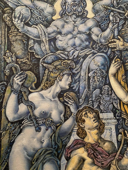Oil painting of Orpheus and Eurydice by Oleg Litvinov tapestry style