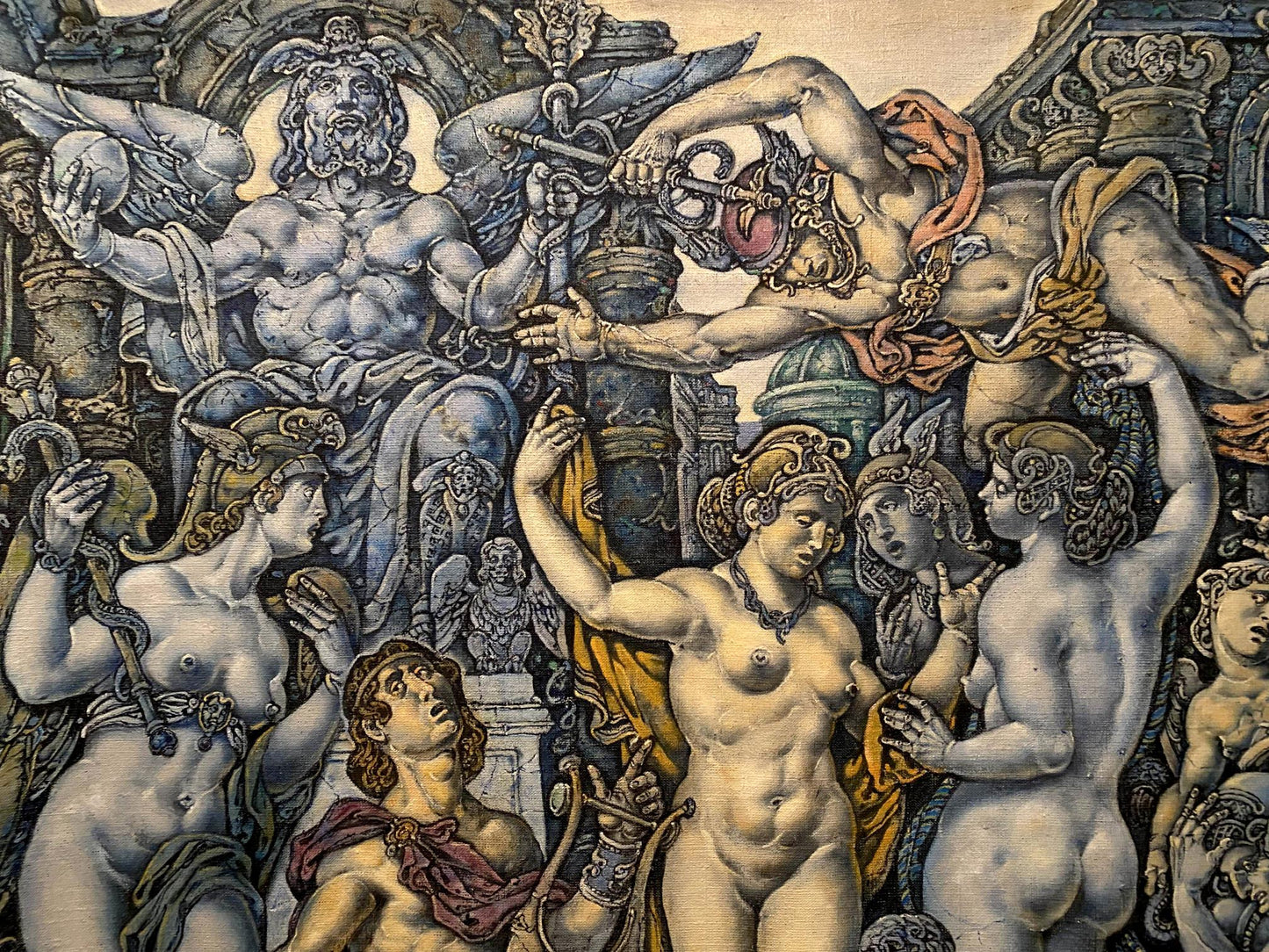 Oil painting of Orpheus and Eurydice by Oleg Litvinov tapestry style