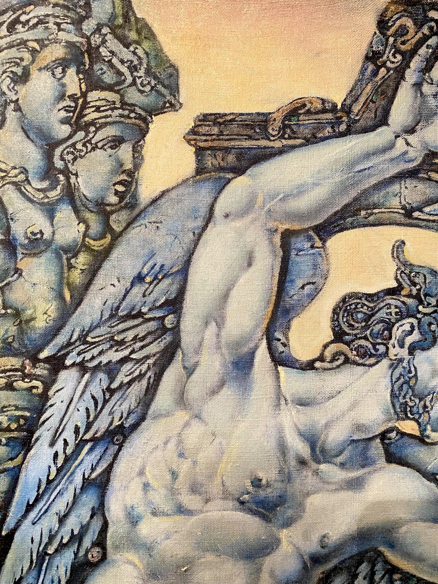 Oil painting of Orpheus and Eurydice meeting by Oleg Litvinov