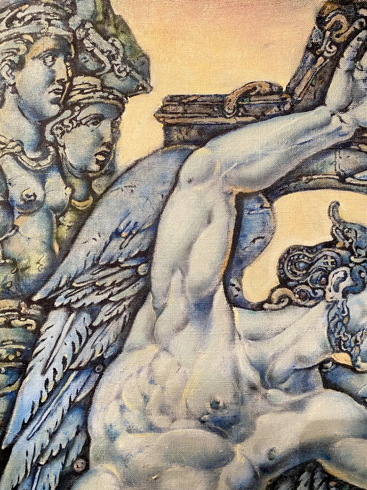 Oil painting of Orpheus and Eurydice meeting by Oleg Litvinov