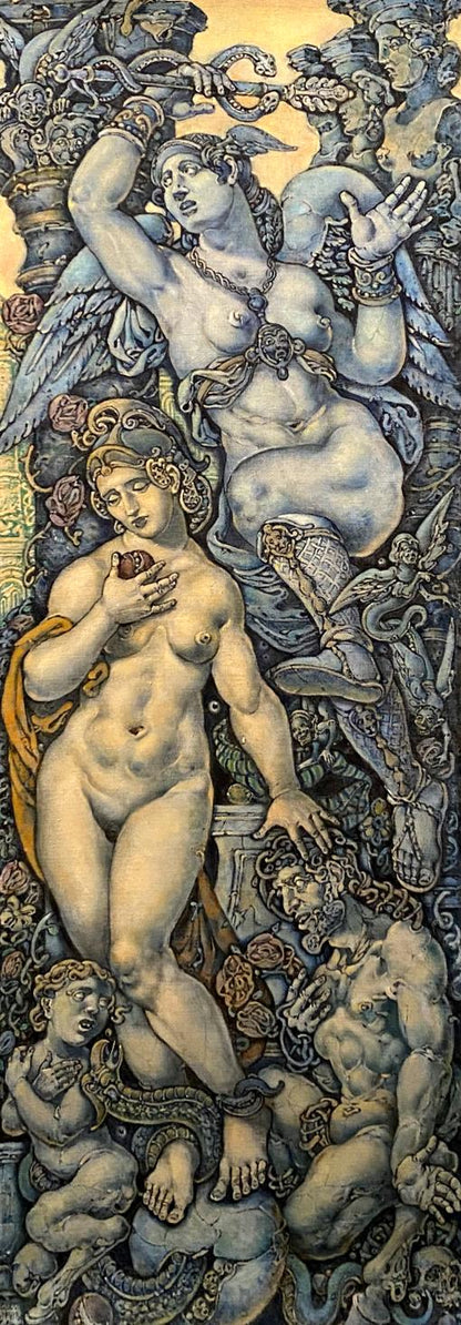 Oil painting of Orpheus and Eurydice by Oleg Litvinov, nude figures