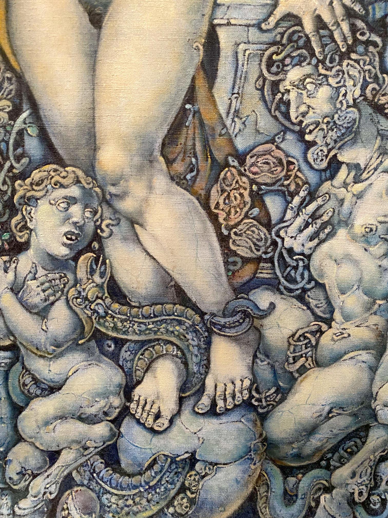 Oil painting portrait of Orpheus and Eurydice by Oleg Litvinov tapestry scene