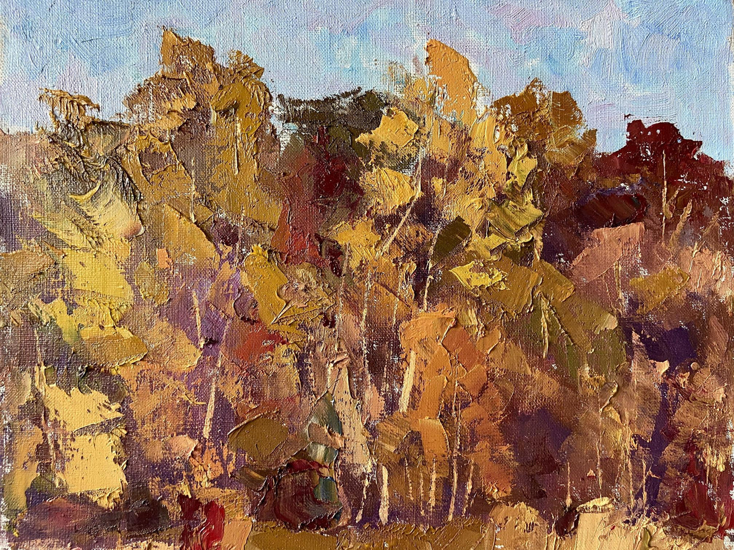 Oil painting Autumn Gaponchenko Ivan Ivanovich textured autumn forest