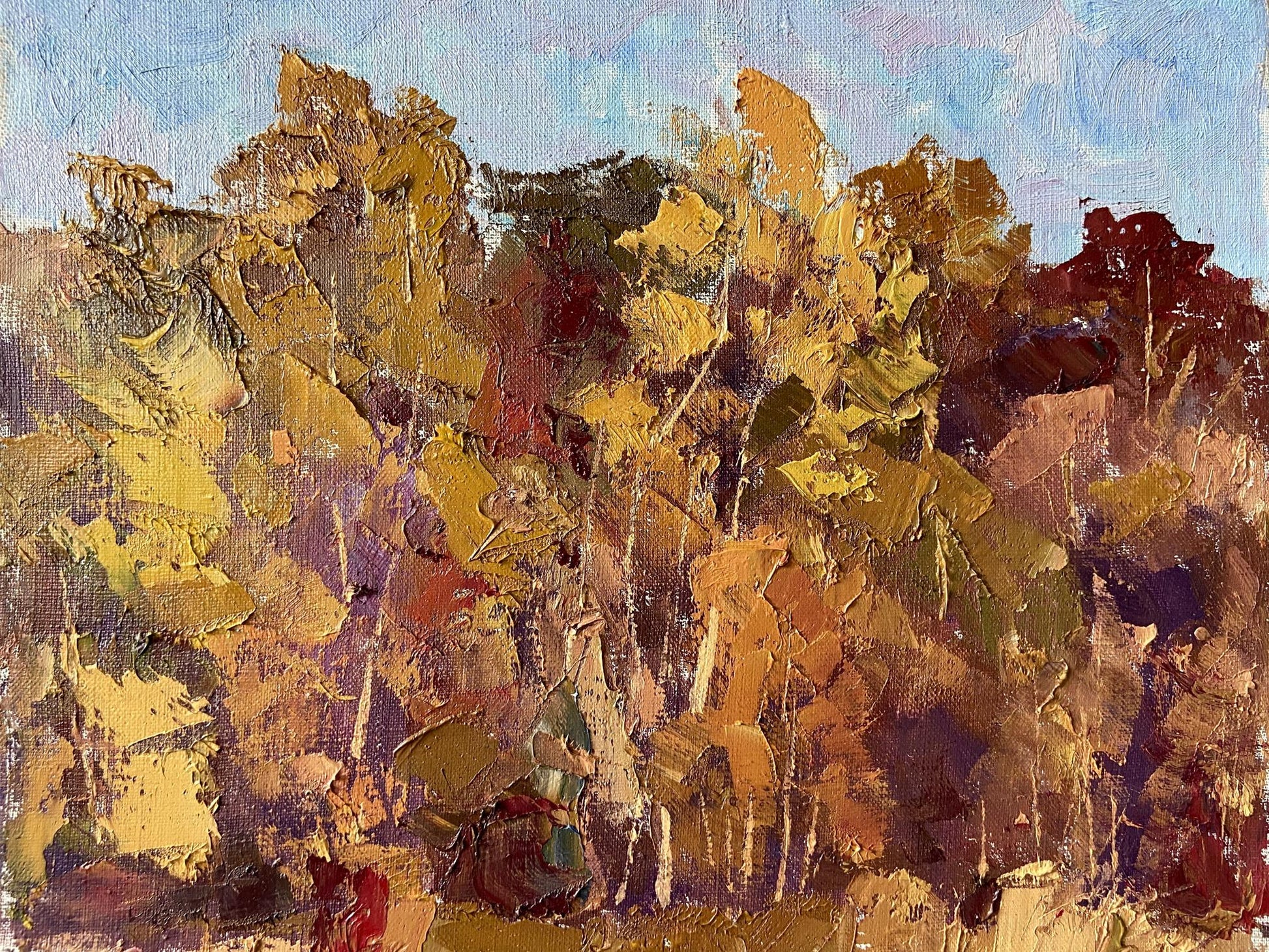 Oil painting Autumn Gaponchenko Ivan Ivanovich textured autumn forest