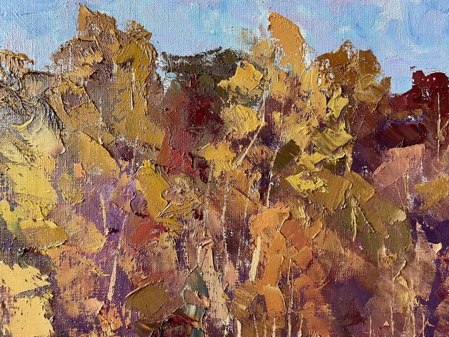 Oil painting Autumn Gaponchenko Ivan Ivanovich textured autumn foliage impasto