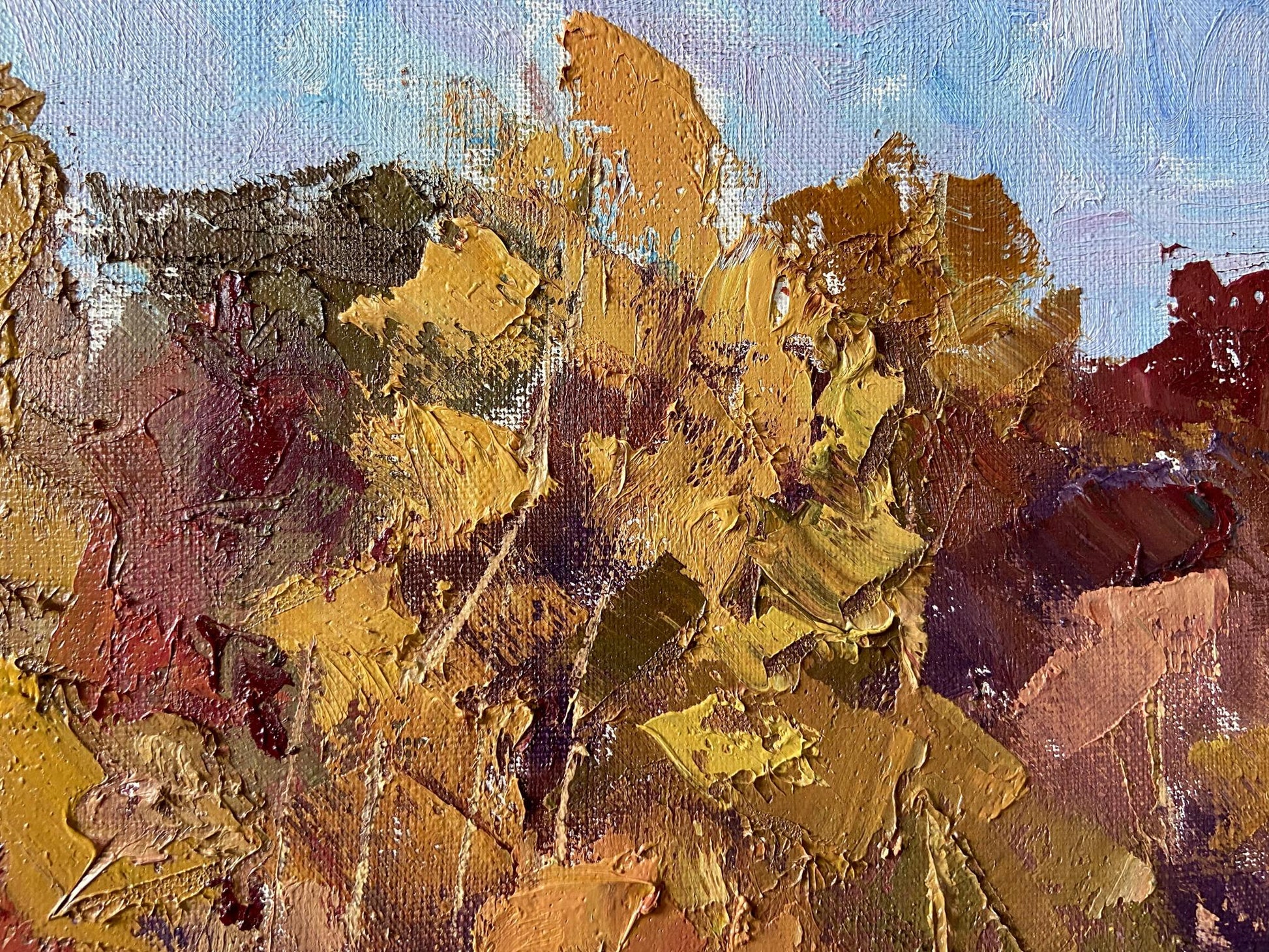 Oil painting Autumn by Gaponchenko Ivan Ivanovich, impasto strokes