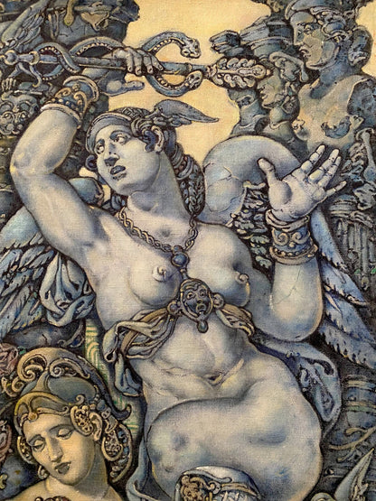Detailed winged mythological female in Oleg Litvinov Orpheus Eurydice portrait