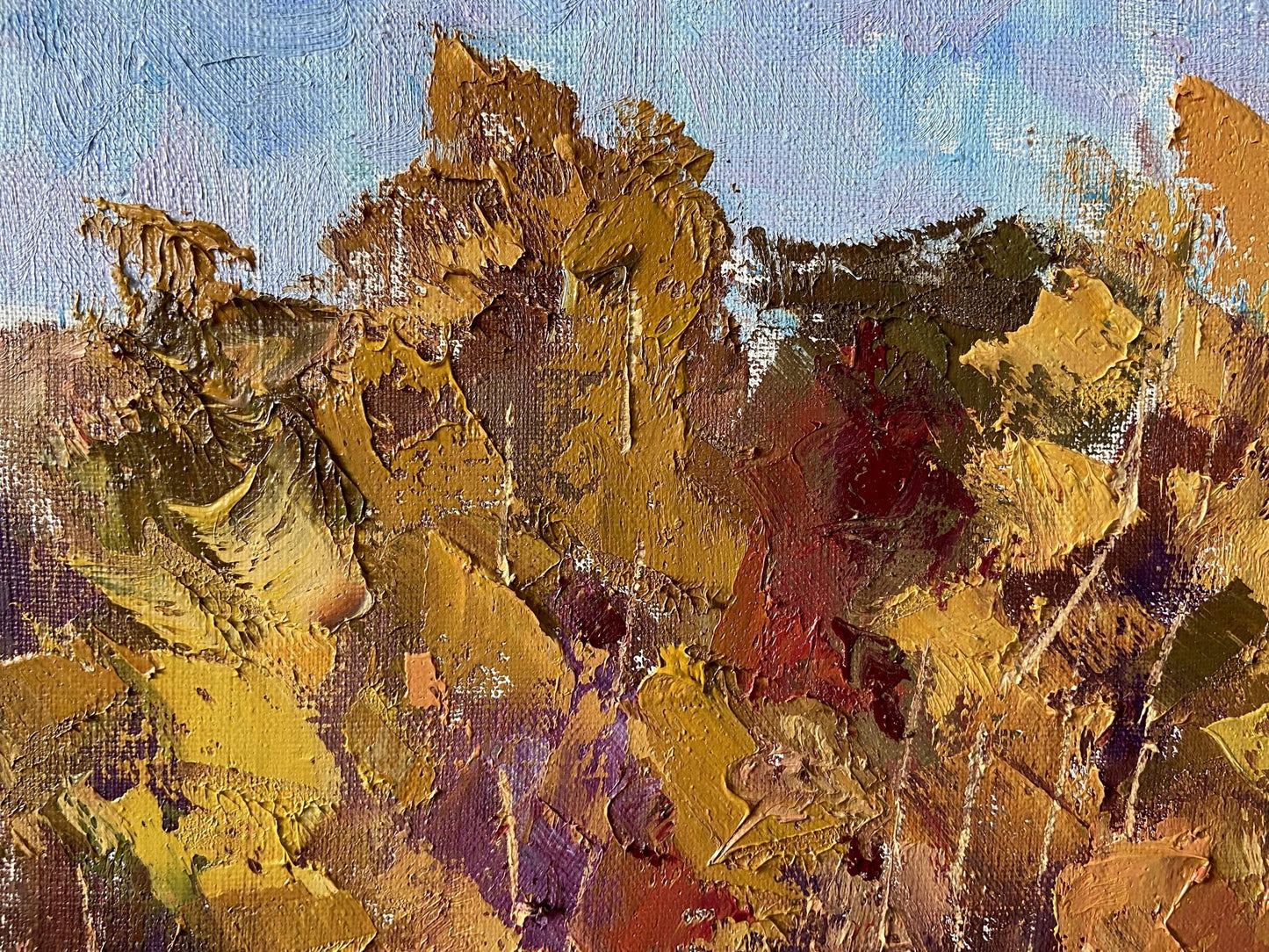 Impasto oil painting of autumn foliage by Gaponchenko Ivan Ivanovich