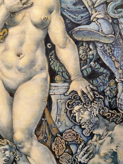 Classical oil painting of nude Orpheus by Oleg Litvinov, detailed musculature