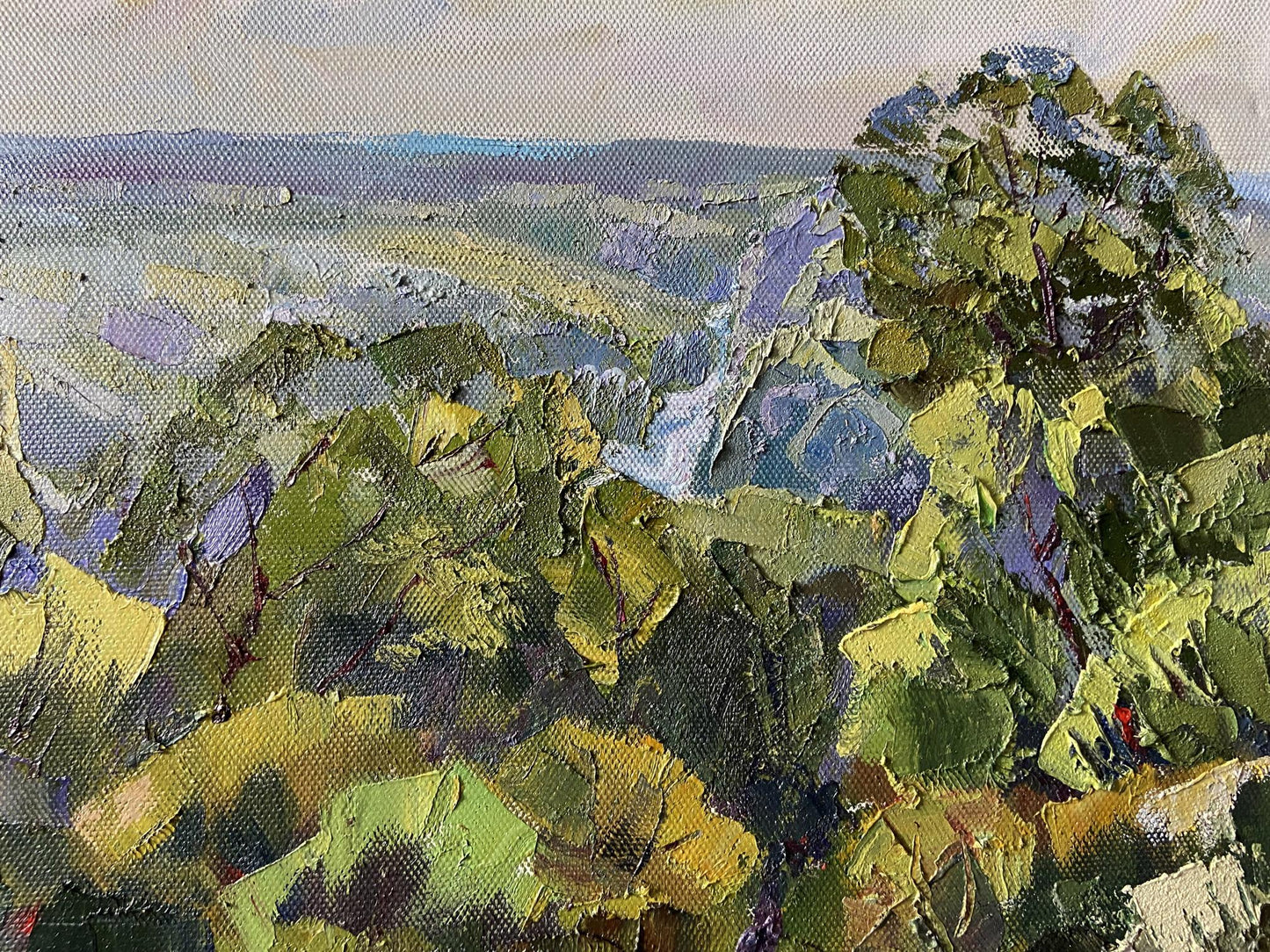 Impasto textured landscape oil painting by Gaponenko Ivan Ivanovich, lush greens