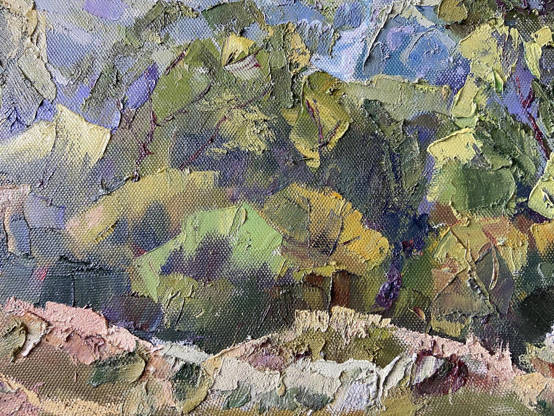 Oil painting Chuguivsky further by Gaponchenko Ivan Ivanovich impasto green yellow blue