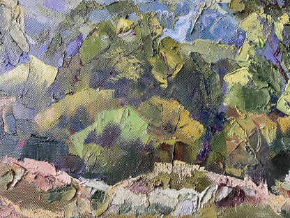 Oil painting Chuguivsky further by Gaponchenko Ivan Ivanovich impasto green yellow blue