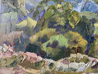 Textured impasto oil painting by Gaponchenko Ivan Ivanovich Chuguivsky, green yellow purple