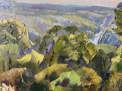 Oil painting Chuguivsky by Ivan Ivanovich Gaponchenko, impasto greens and purples