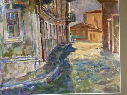 Impressionistic oil painting of Outska street by Kropko Alexander Petrovich