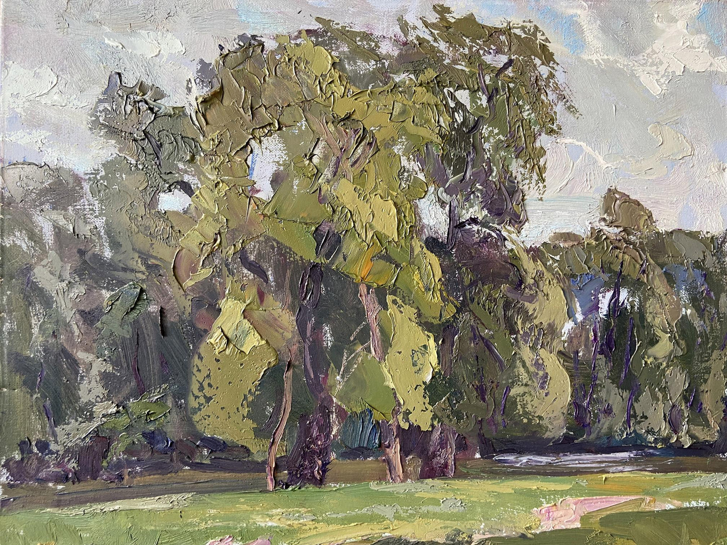 Textured oil painting of lush green tree by Gaponchenko Ivan Ivanovich