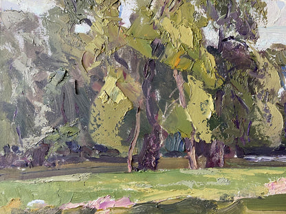 Textured impasto oil painting of trees by Gaponchenko Ivan Ivanovich, It will be raining