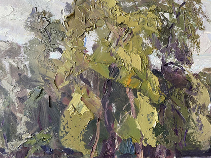 Impressionistic oil painting of textured foliage by Gaponchenko Ivan Ivanovich