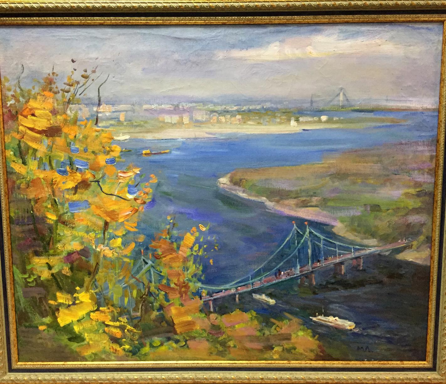 Oil painting Kiev Lelchuk-M.aya Marina Grigor’yevna scenic river landscape