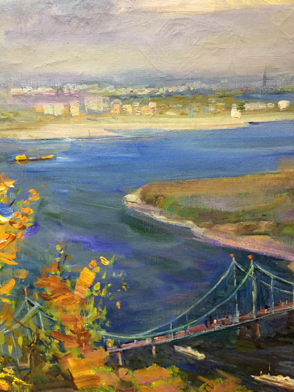 Vibrant impressionist oil painting by Marina Grigor’yevna Lel’chuk-M.aya of Kiev river scene