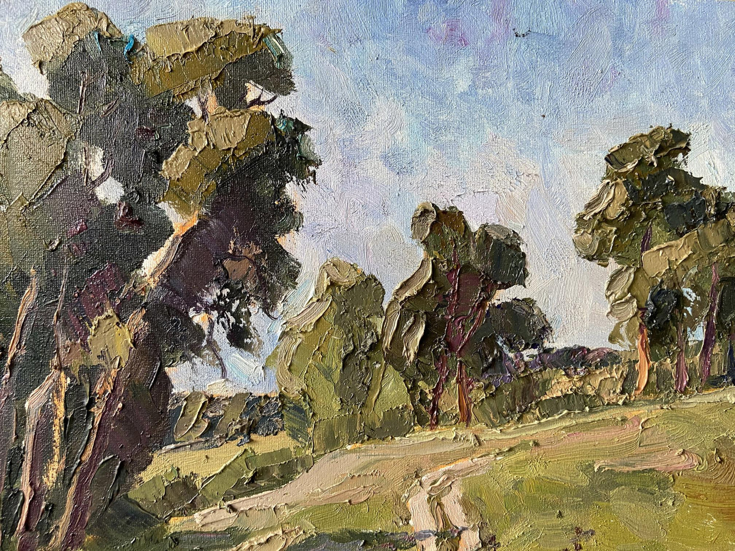 Impasto oil painting by Gaponchenko Ivan Ivanovich: textured forest landscape